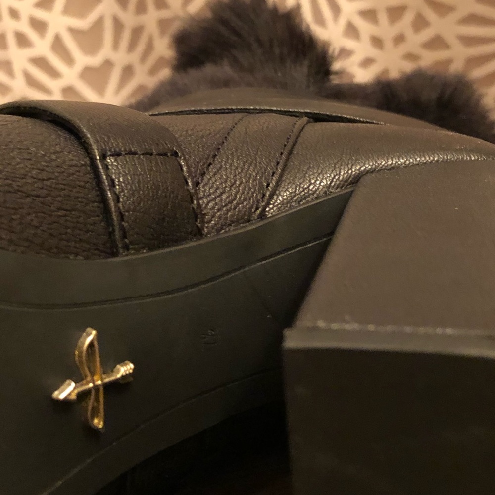 Pour La Victoire Chic Black Leather Fur Trim Boots - Picture 8 of 14